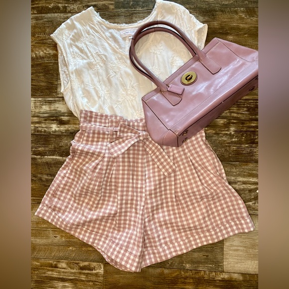 Pink Lady Pants - Pink Lily High Waist Lavender Gingham Shorts